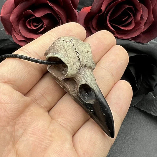 3D Goth Raven Skull Necklace